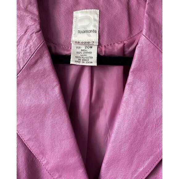 New w/Tags ROAMAN’S Vintage Leather Blazer Jacket in Berry  Plus Size 20W - Picture 2 of 4